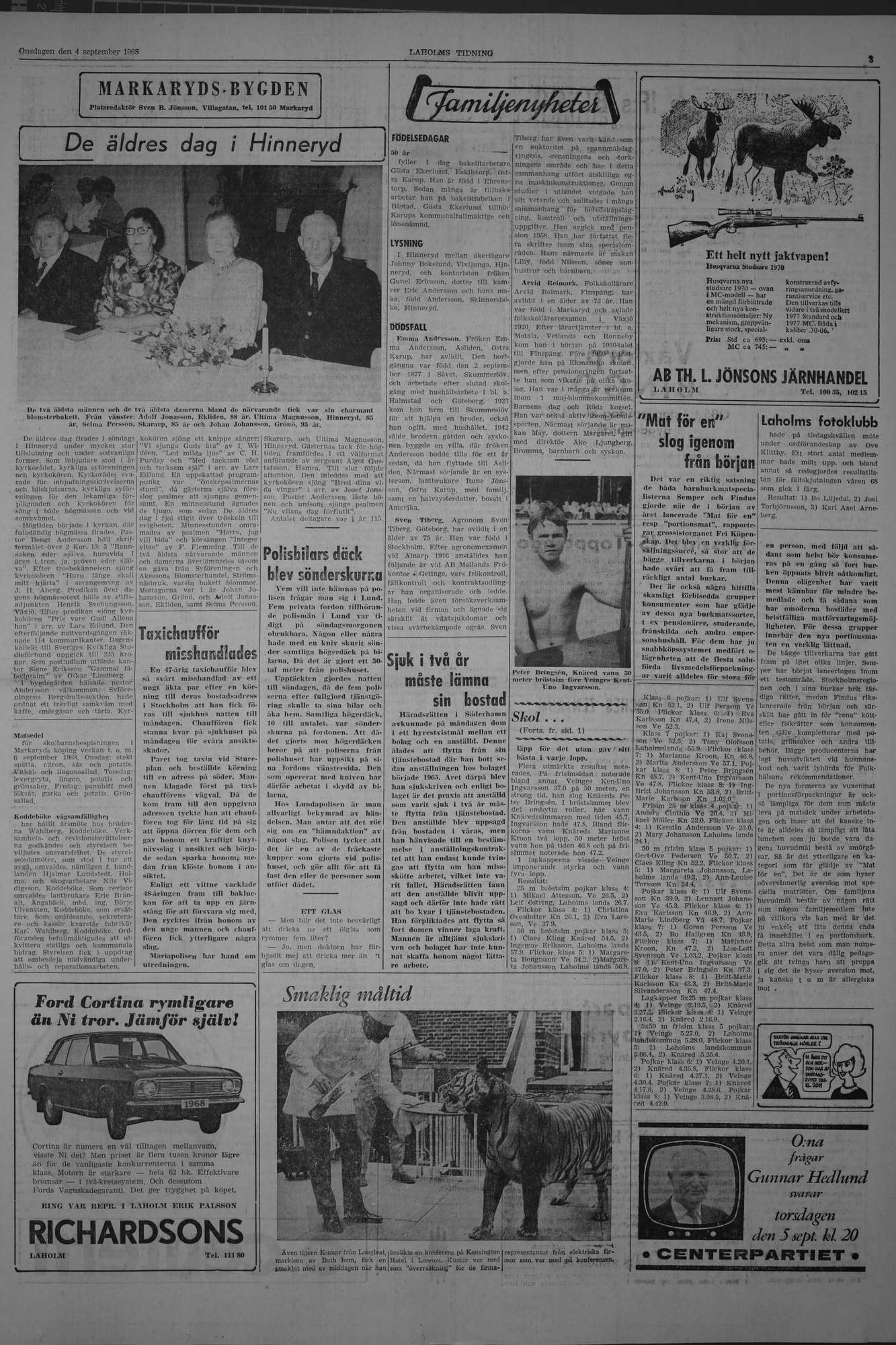 Laholms Tidning Onsdag 4 september 1968, sida 3
