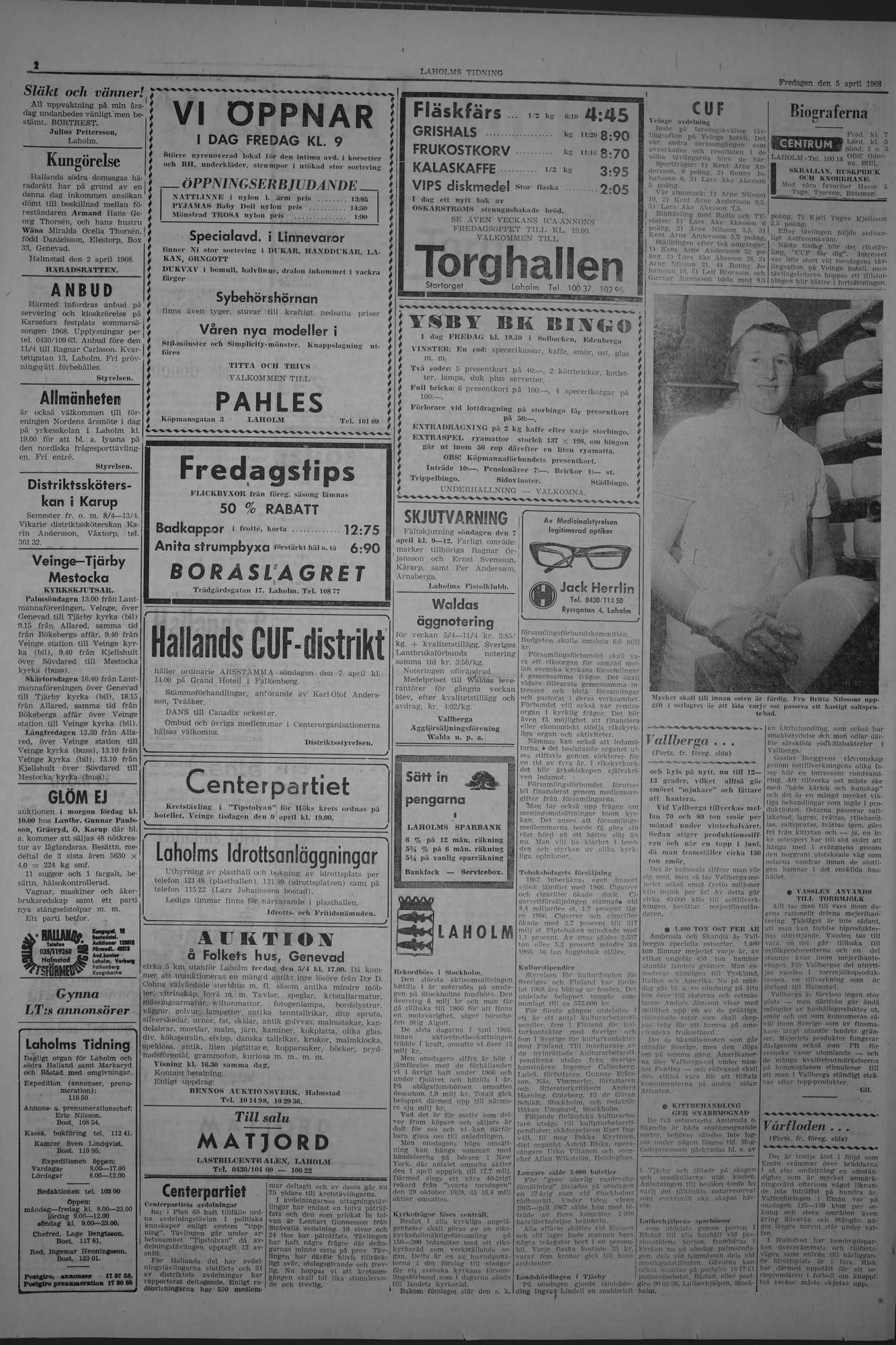 Laholms Tidning Fredag 5 april 1968, sida 2