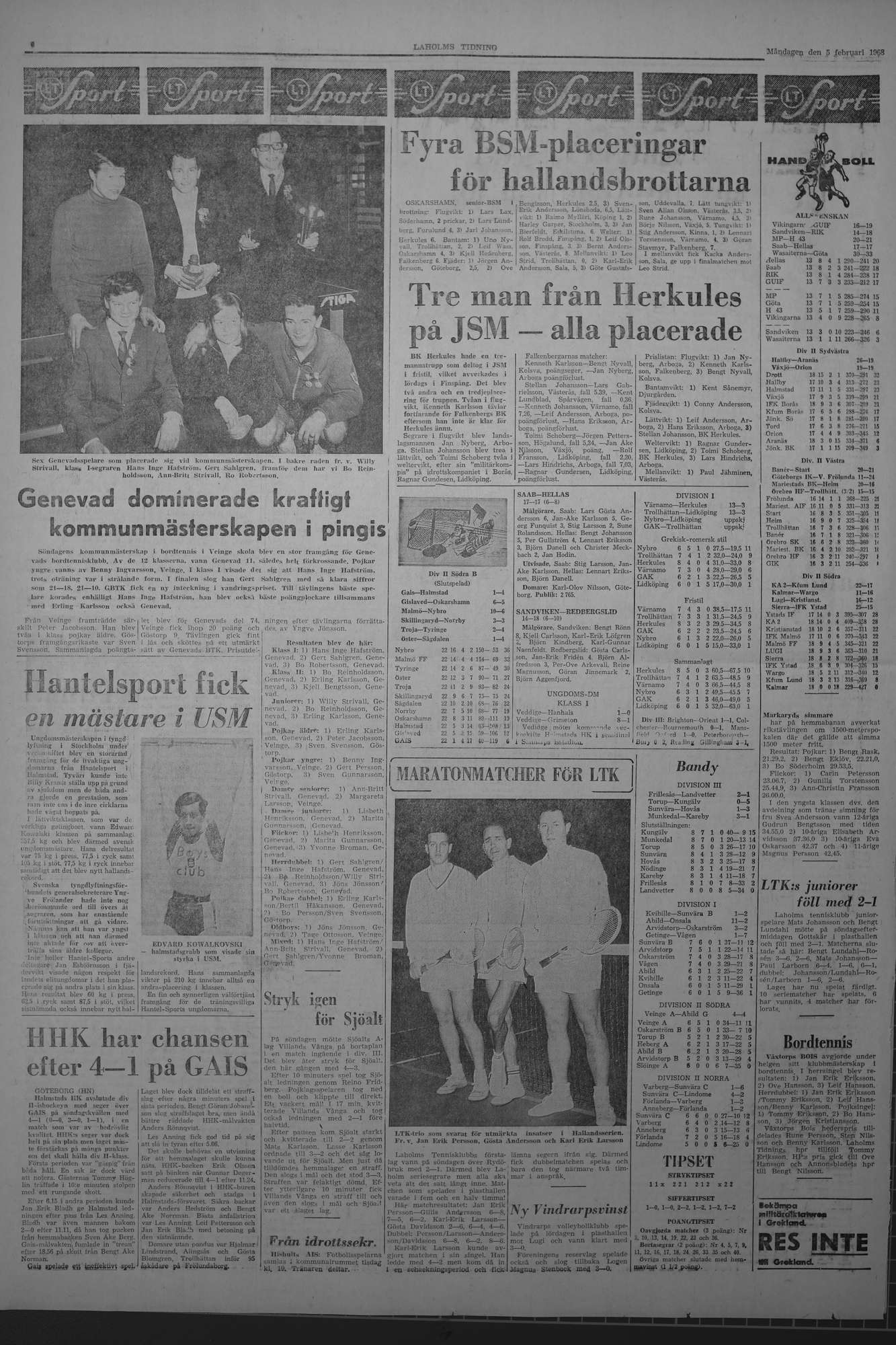 Laholms Tidning Måndag 5 februari 1968, sida 6