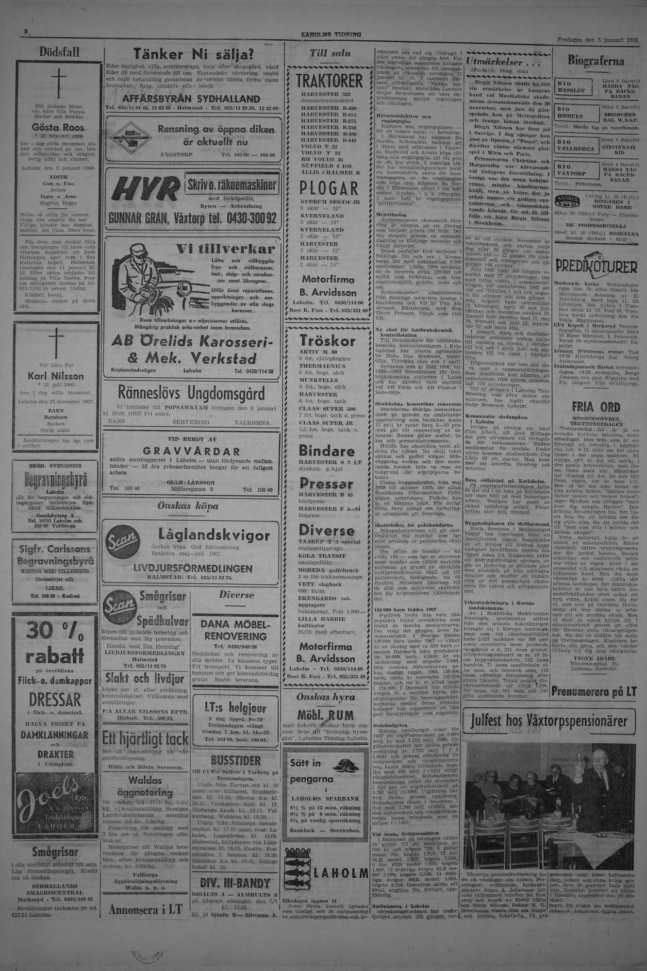 Laholms Tidning Fredag 5 januari 1968, sida 2