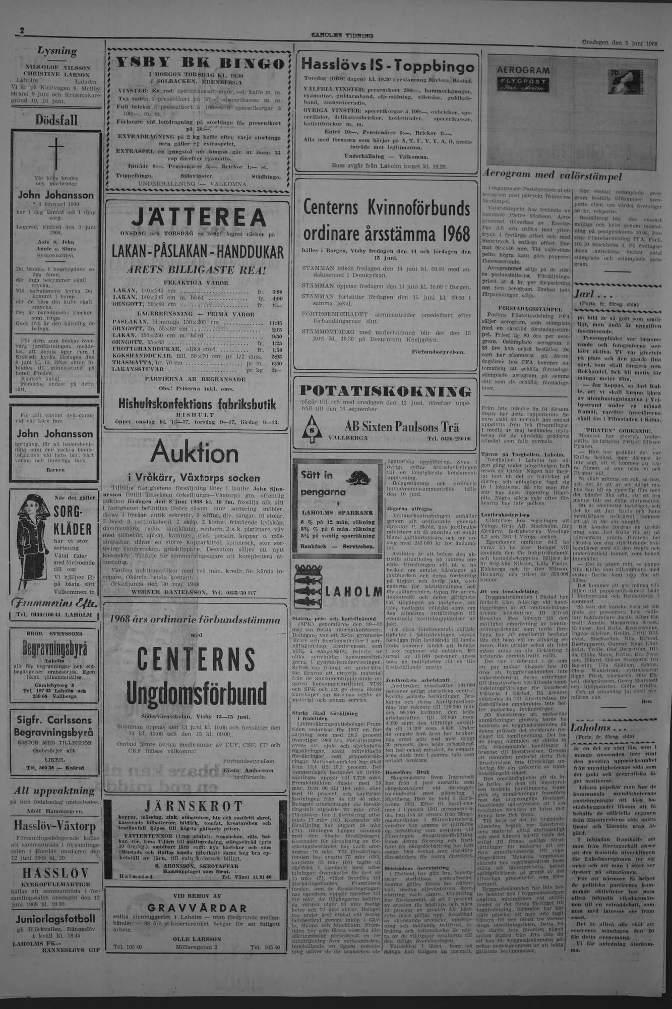 Laholms Tidning Onsdag 5 juni 1968, sida 2