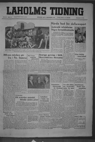 Förstasidan, Onsdag 14 september 1949
