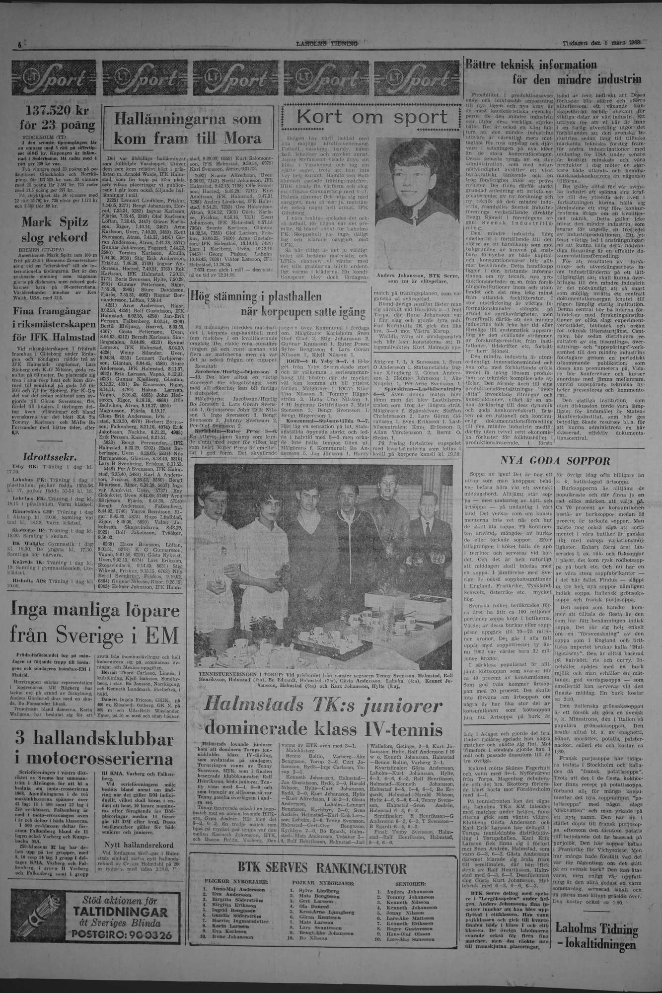 Laholms Tidning Tisdag 5 mars 1968, sida 6