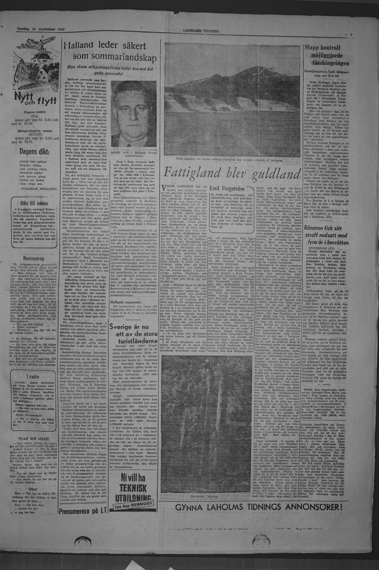 Laholms Tidning Onsdag 14 september 1949, sida 5