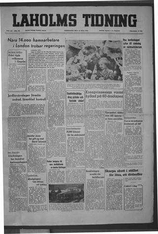 Förstasidan, Torsdag 14 juli 1949