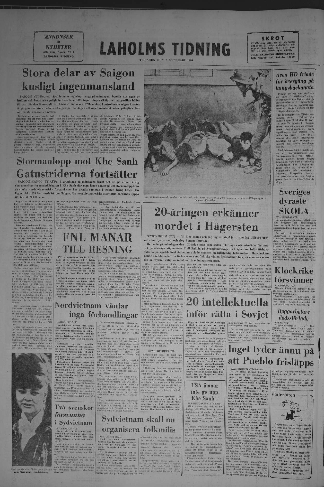 Laholms Tidning Tisdag 6 februari 1968, sida 8