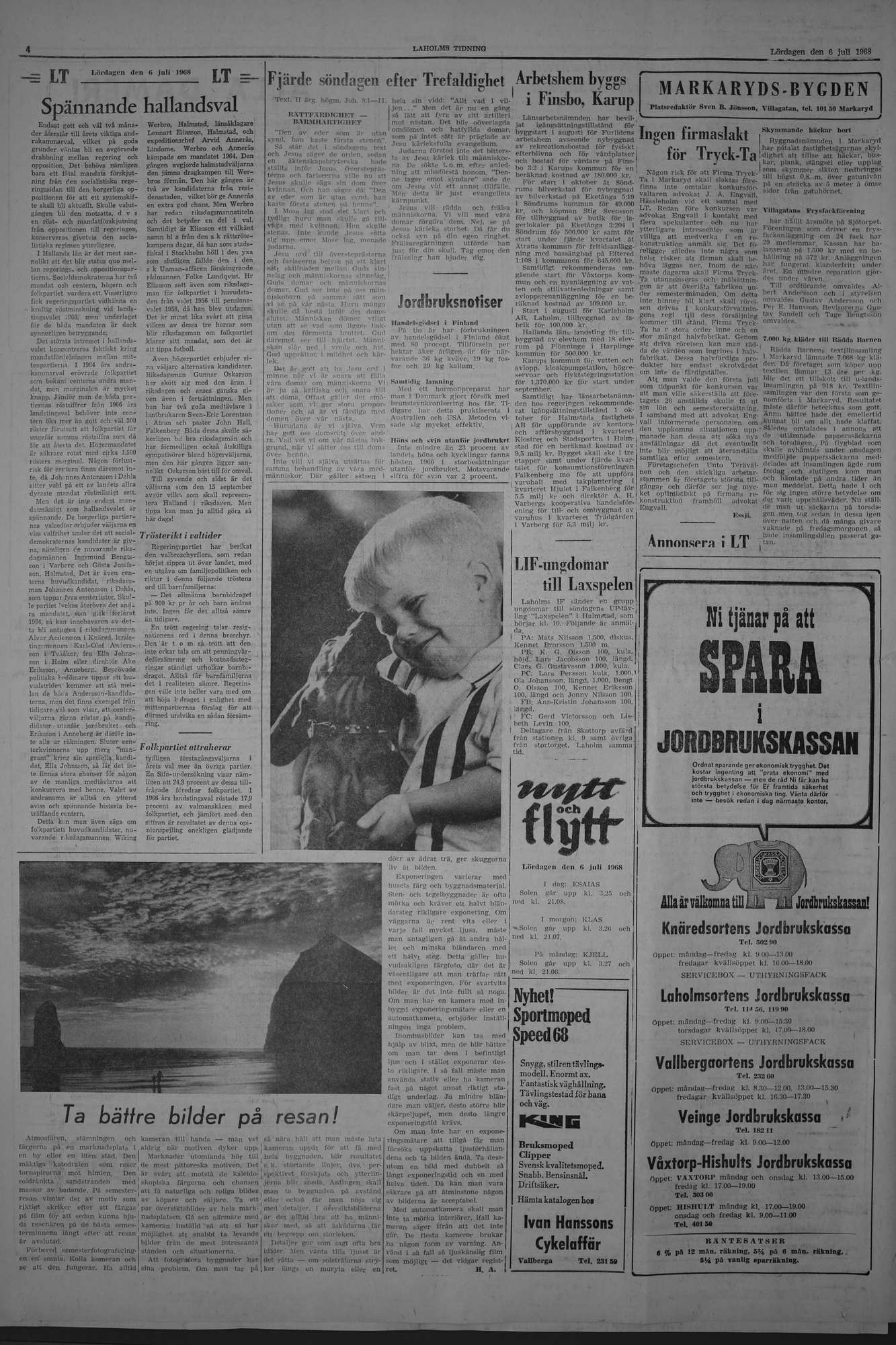 Laholms Tidning Lördag 6 juli 1968, sida 4