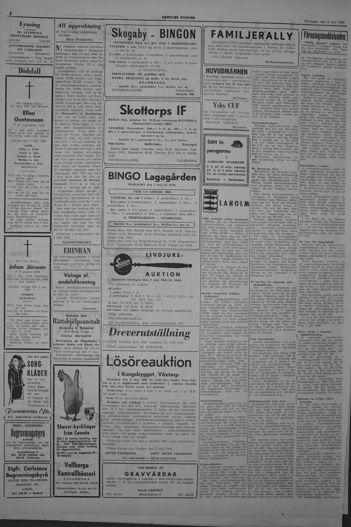 Laholms Tidning Måndag 6 maj 1968, sida 2