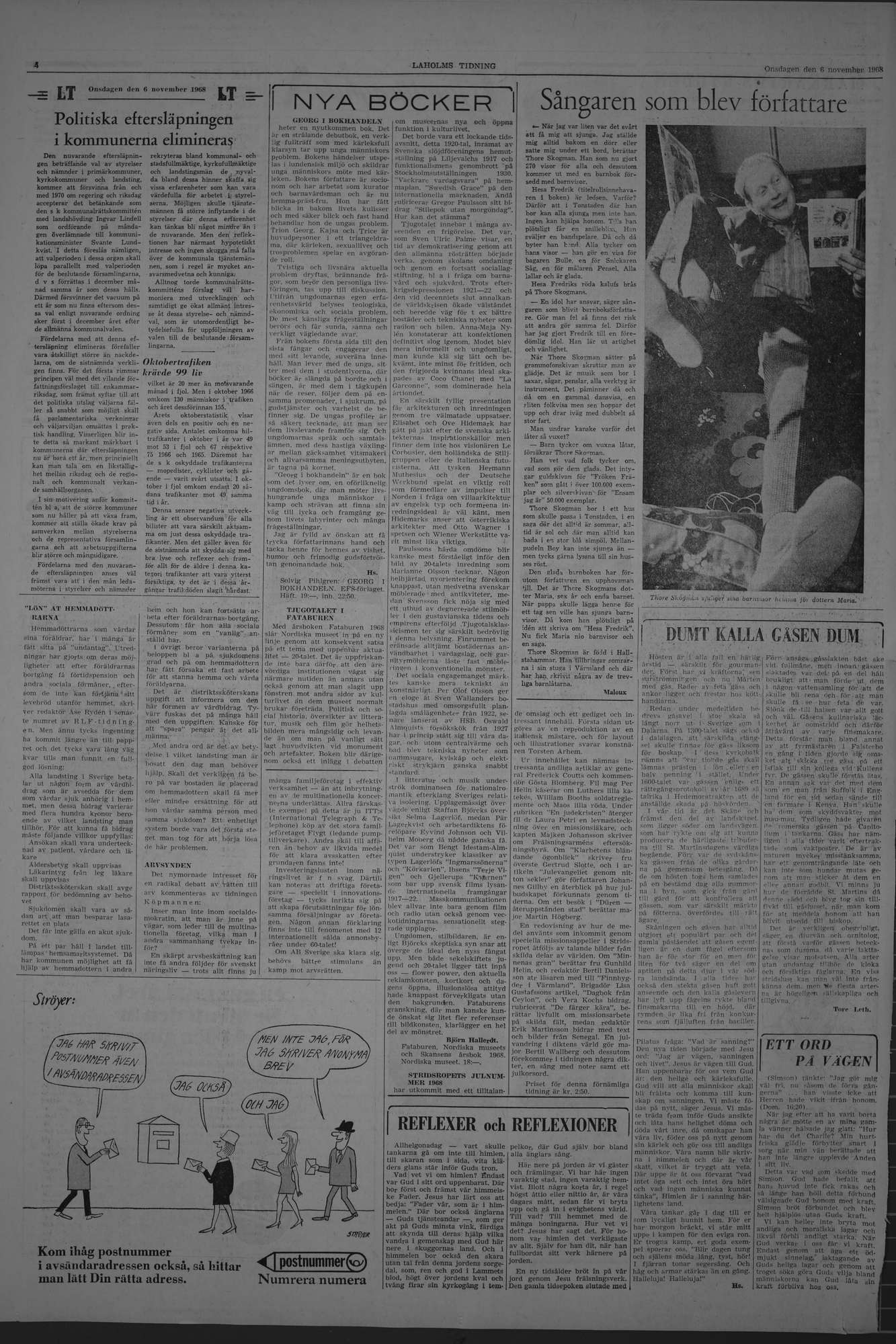 Laholms Tidning Onsdag 6 november 1968, sida 4