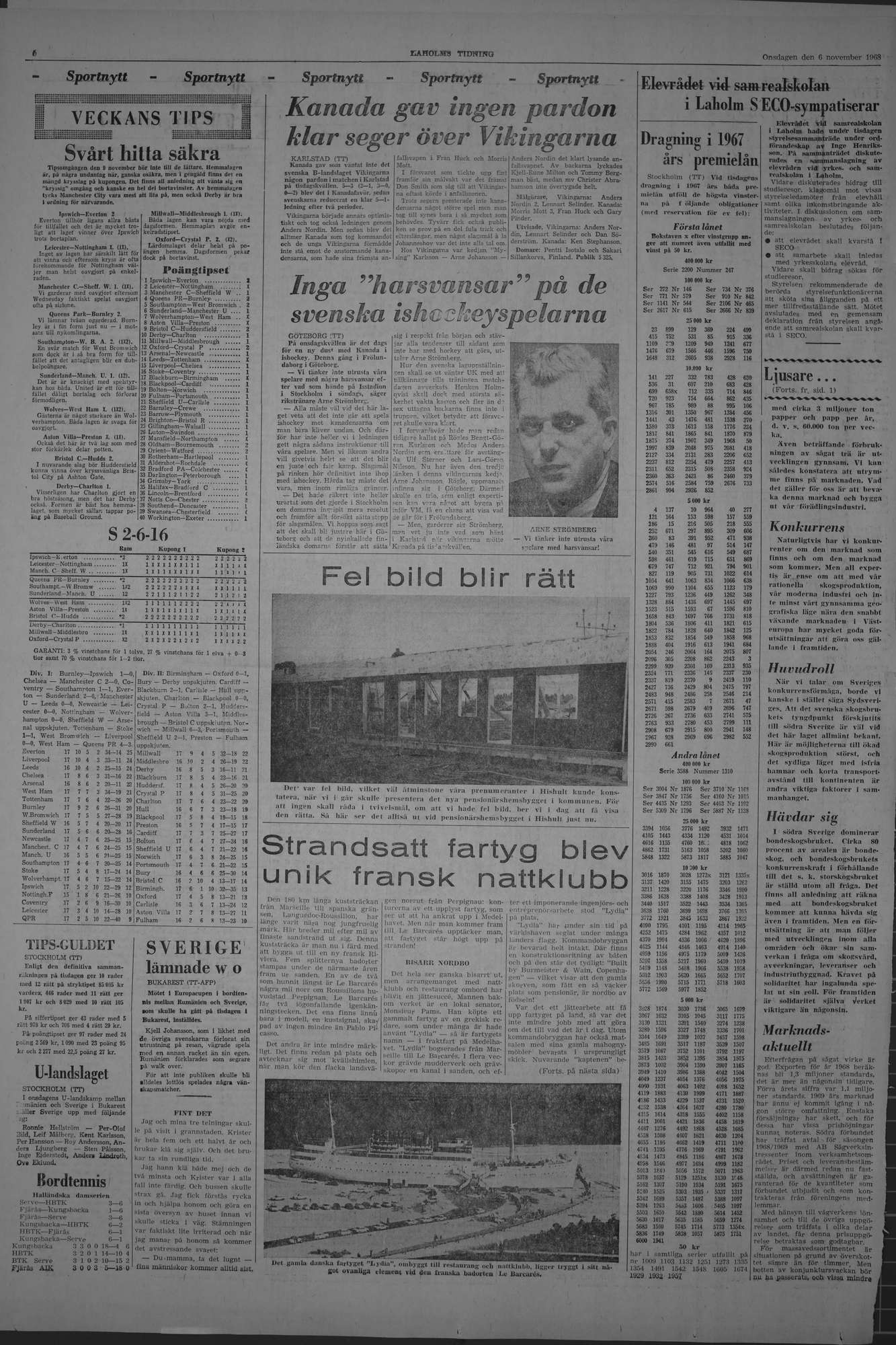 Laholms Tidning Onsdag 6 november 1968, sida 6