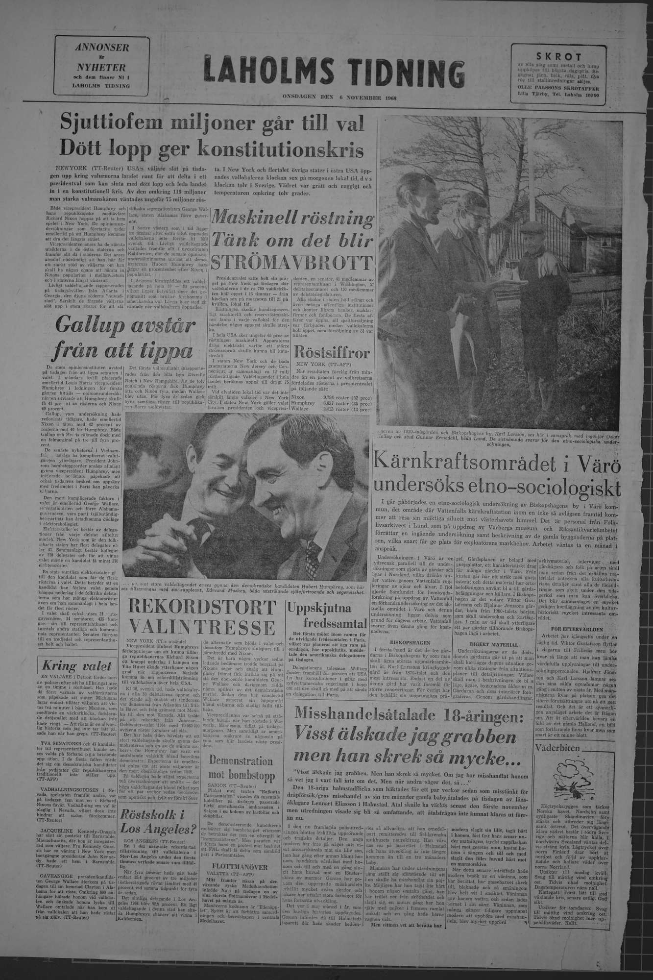 Laholms Tidning Onsdag 6 november 1968, sida 8