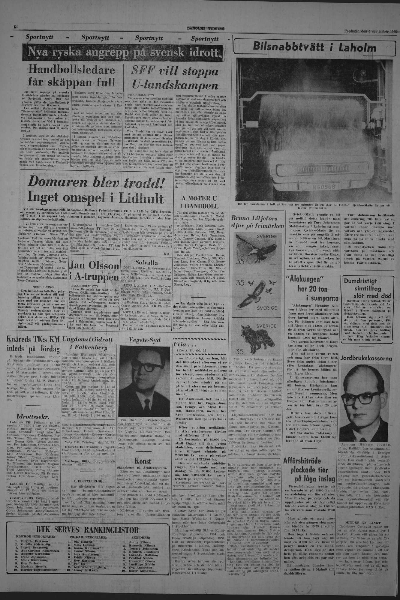 Laholms Tidning Fredag 6 september 1968, sida 6