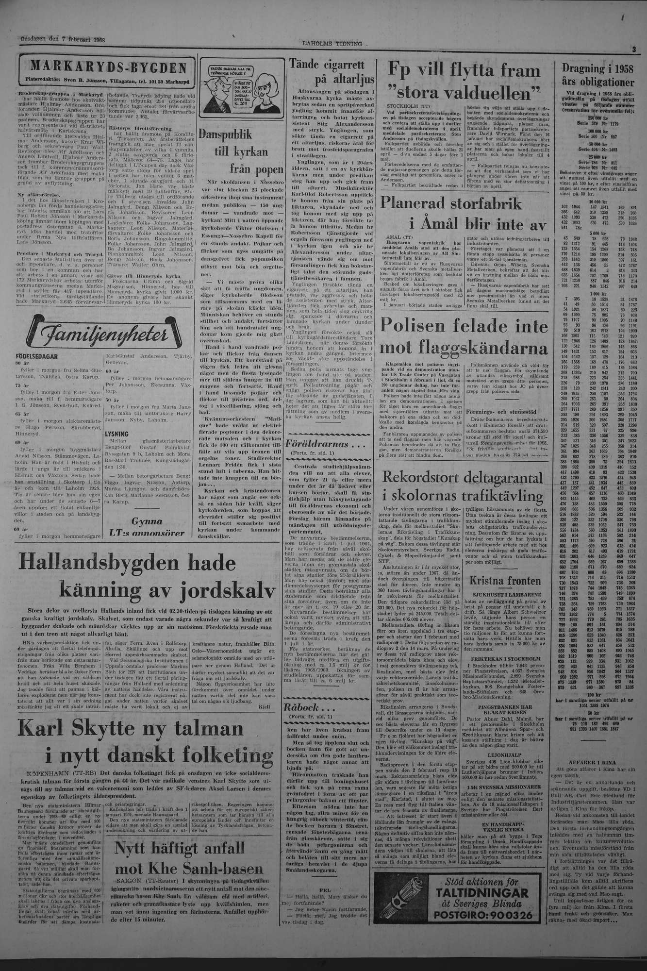 Laholms Tidning Onsdag 7 februari 1968, sida 3