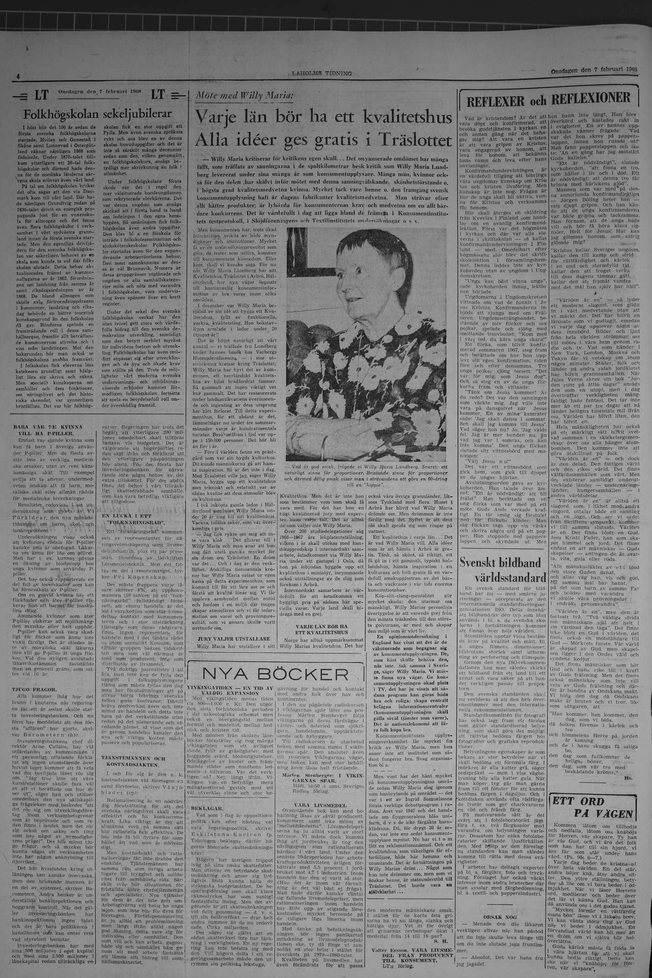 Laholms Tidning Onsdag 7 februari 1968, sida 4