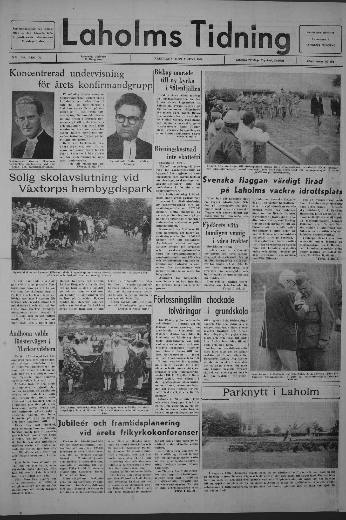 Laholms Tidning Fredag 7 juni 1968, sida 1