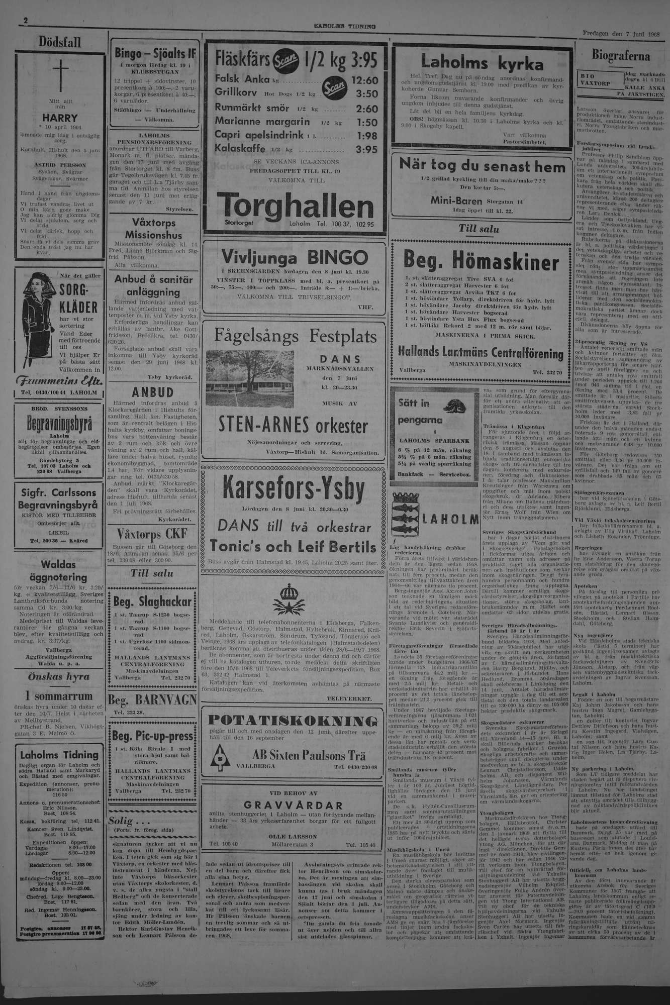 Laholms Tidning Fredag 7 juni 1968, sida 2