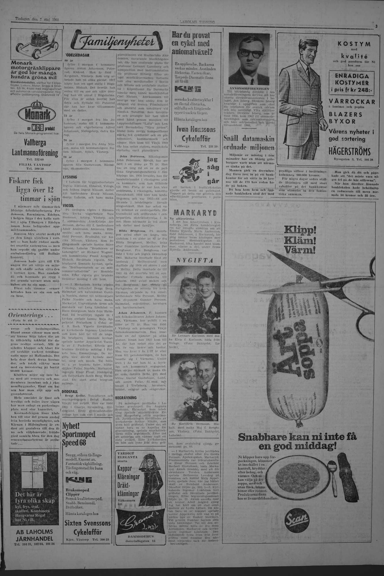 Laholms Tidning Tisdag 7 maj 1968, sida 3