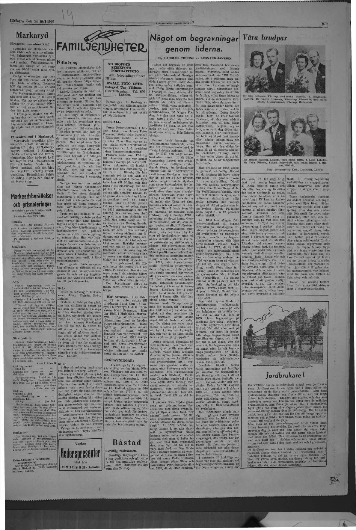 Laholms Tidning Lördag 14 maj 1949, sida 5