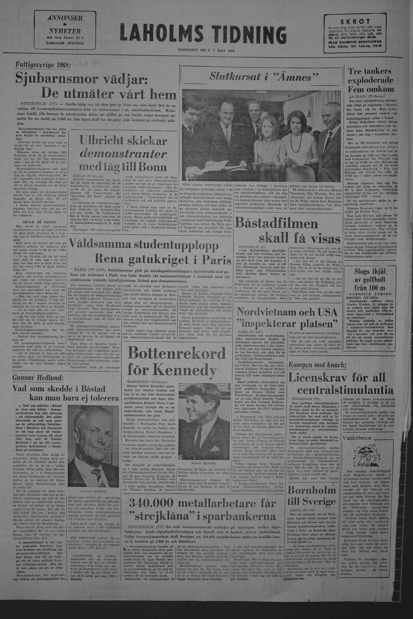 Laholms Tidning Tisdag 7 maj 1968, sida 8