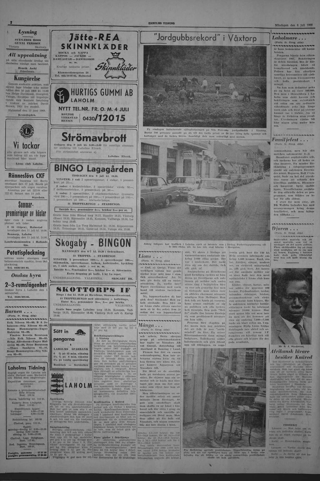 Laholms Tidning Måndag 8 juli 1968, sida 2