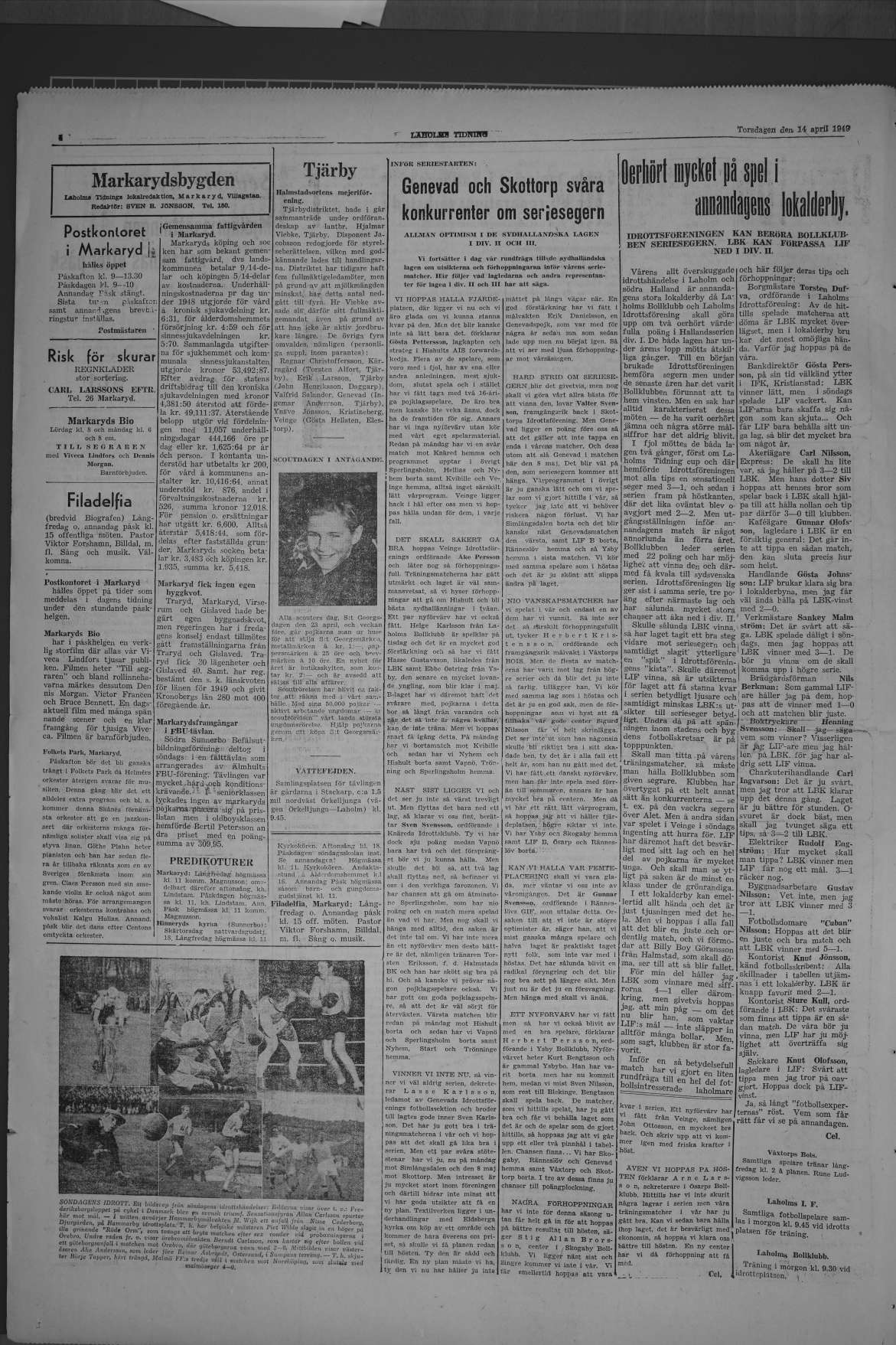Laholms Tidning Torsdag 14 april 1949, sida 4