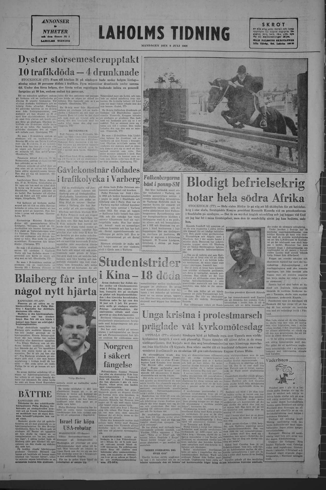Laholms Tidning Måndag 8 juli 1968, sida 8