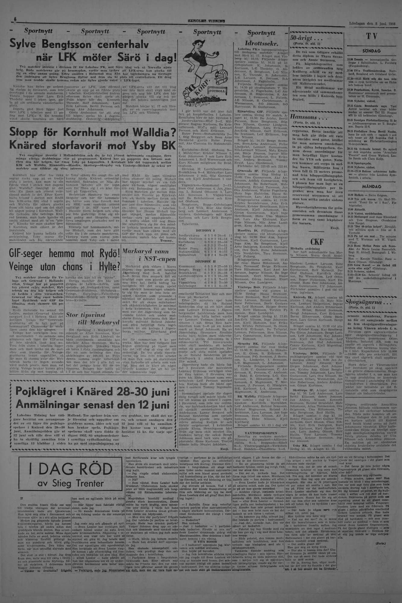 Laholms Tidning Lördag 8 juni 1968, sida 6