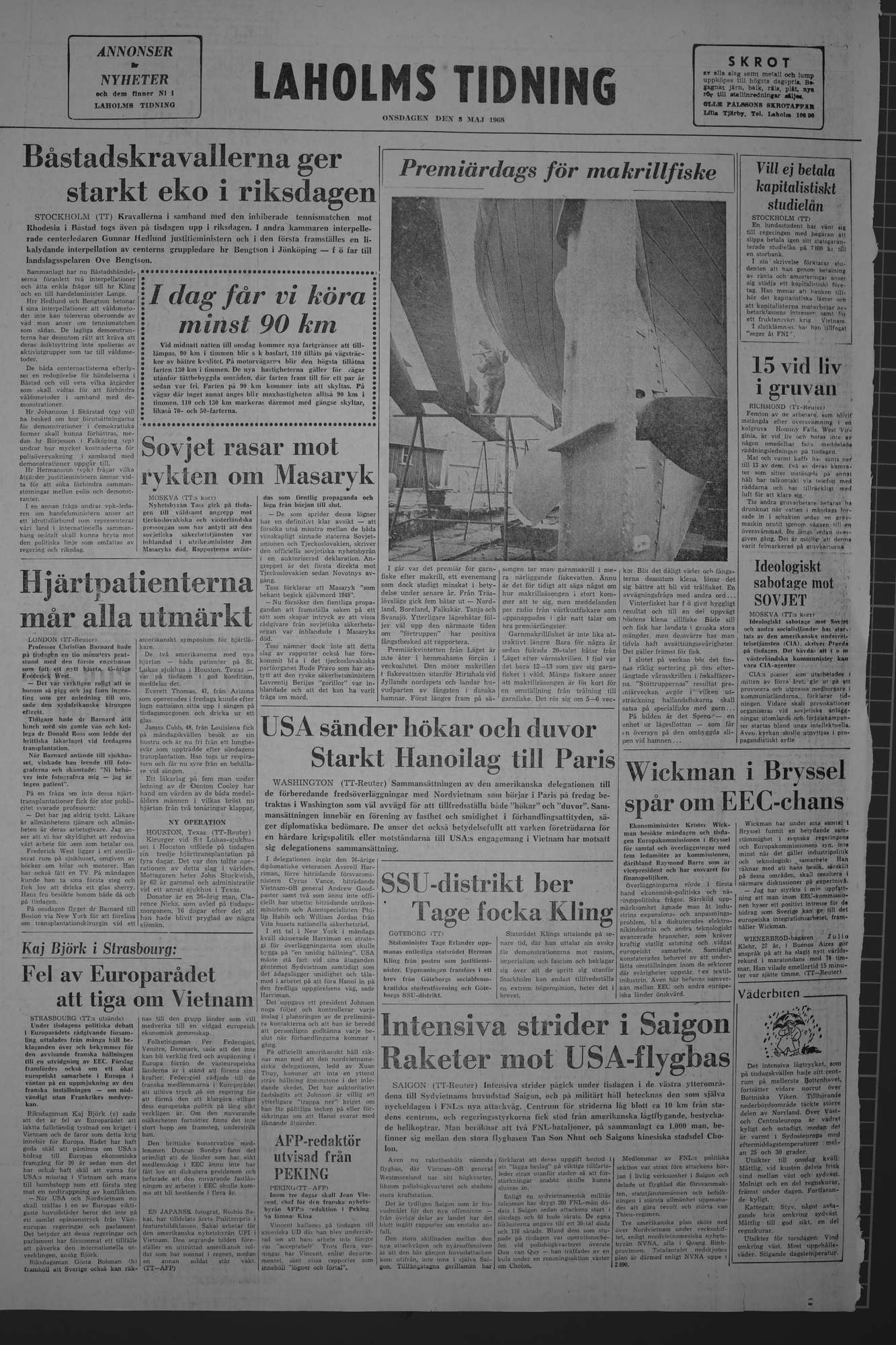 Laholms Tidning Onsdag 8 maj 1968, sida 8