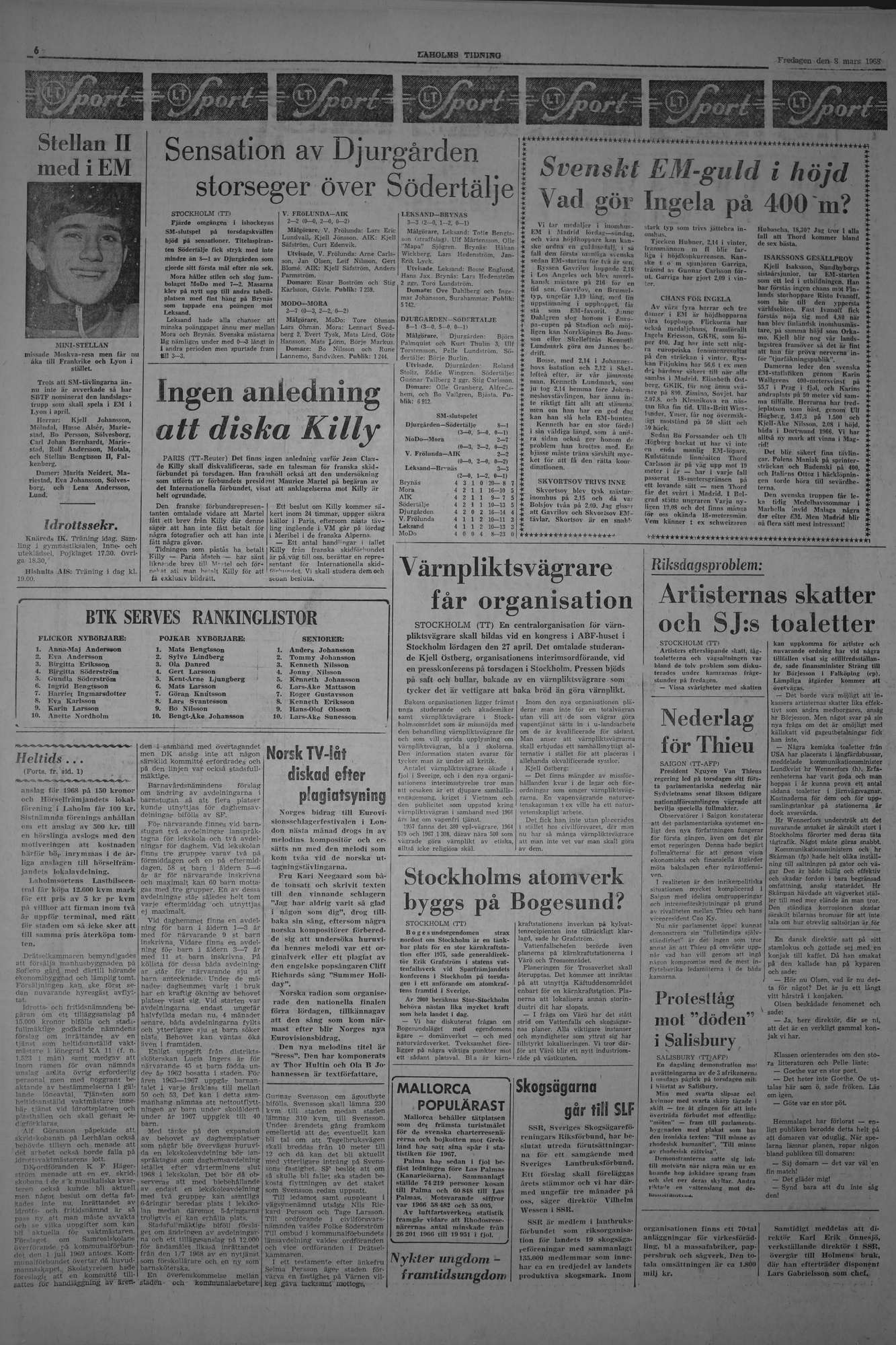 Laholms Tidning Fredag 8 mars 1968, sida 6