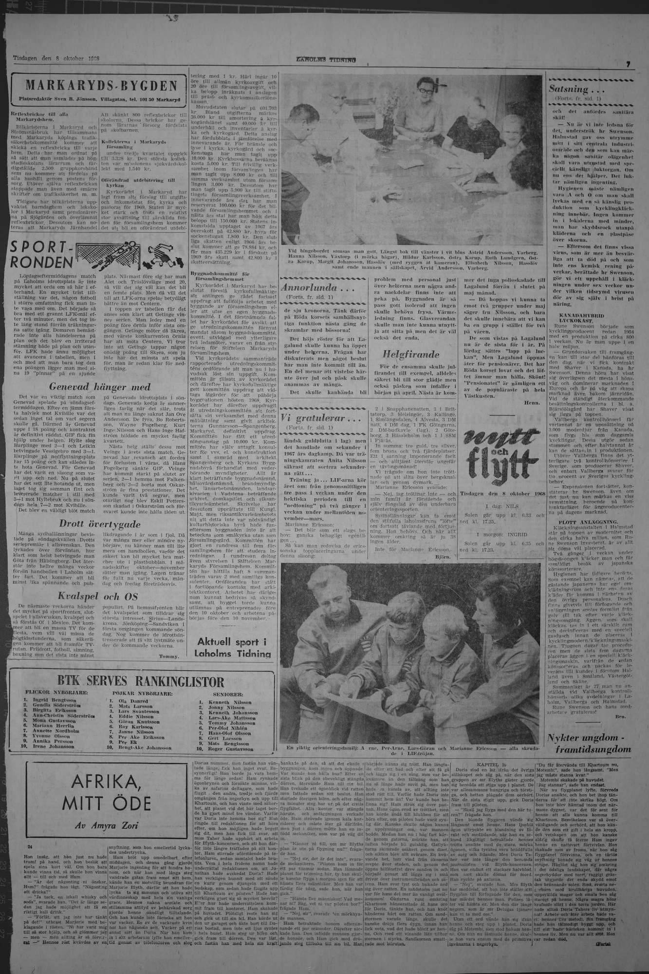 Laholms Tidning Tisdag 8 oktober 1968, sida 7