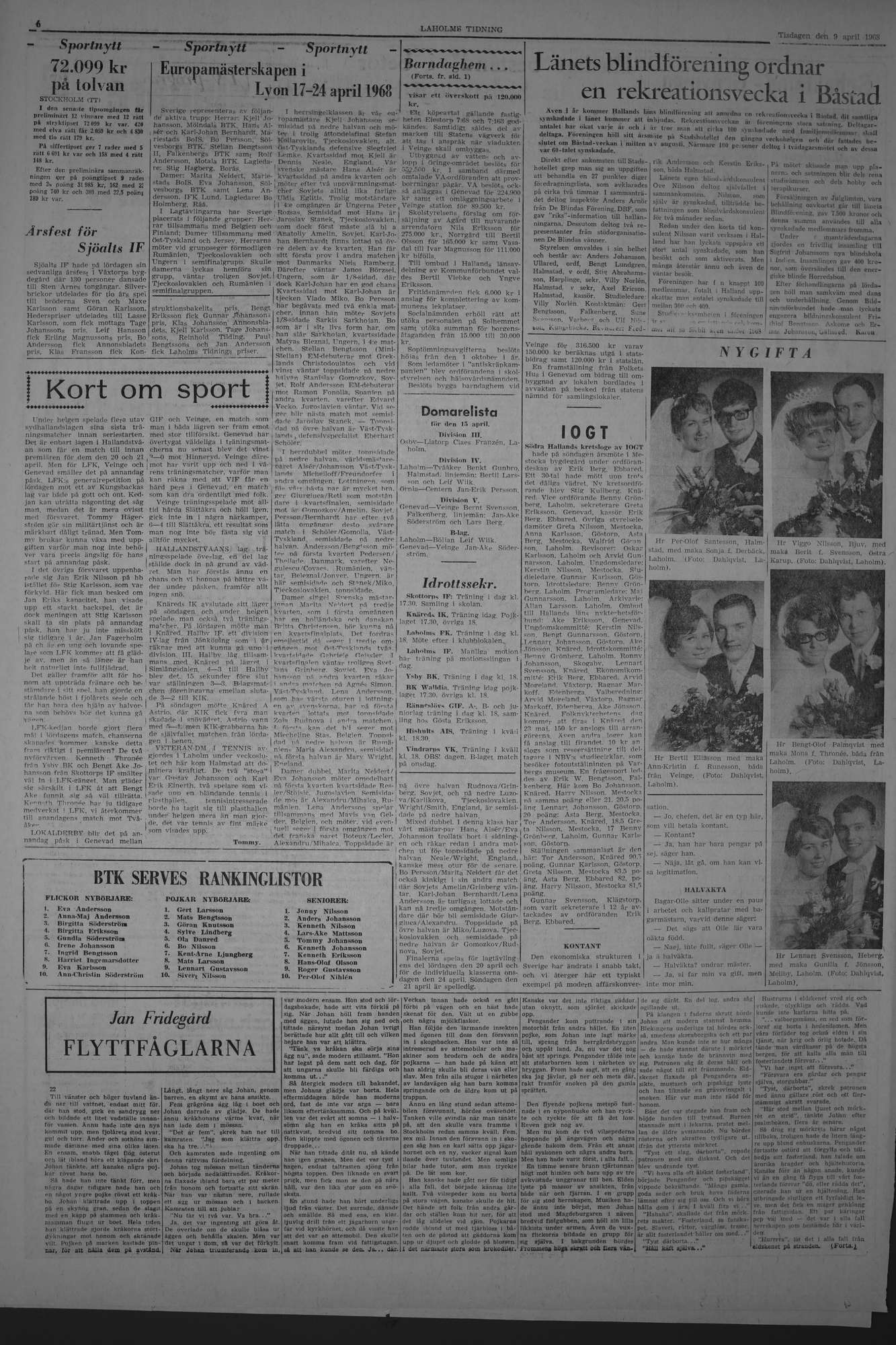 Laholms Tidning Tisdag 9 april 1968, sida 6
