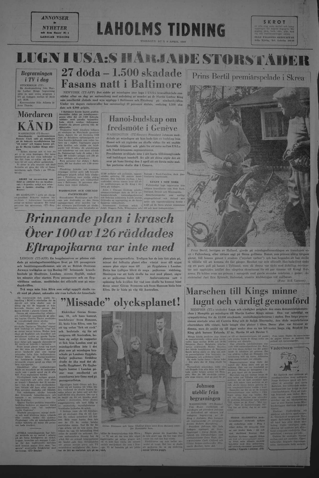 Laholms Tidning Tisdag 9 april 1968, sida 8
