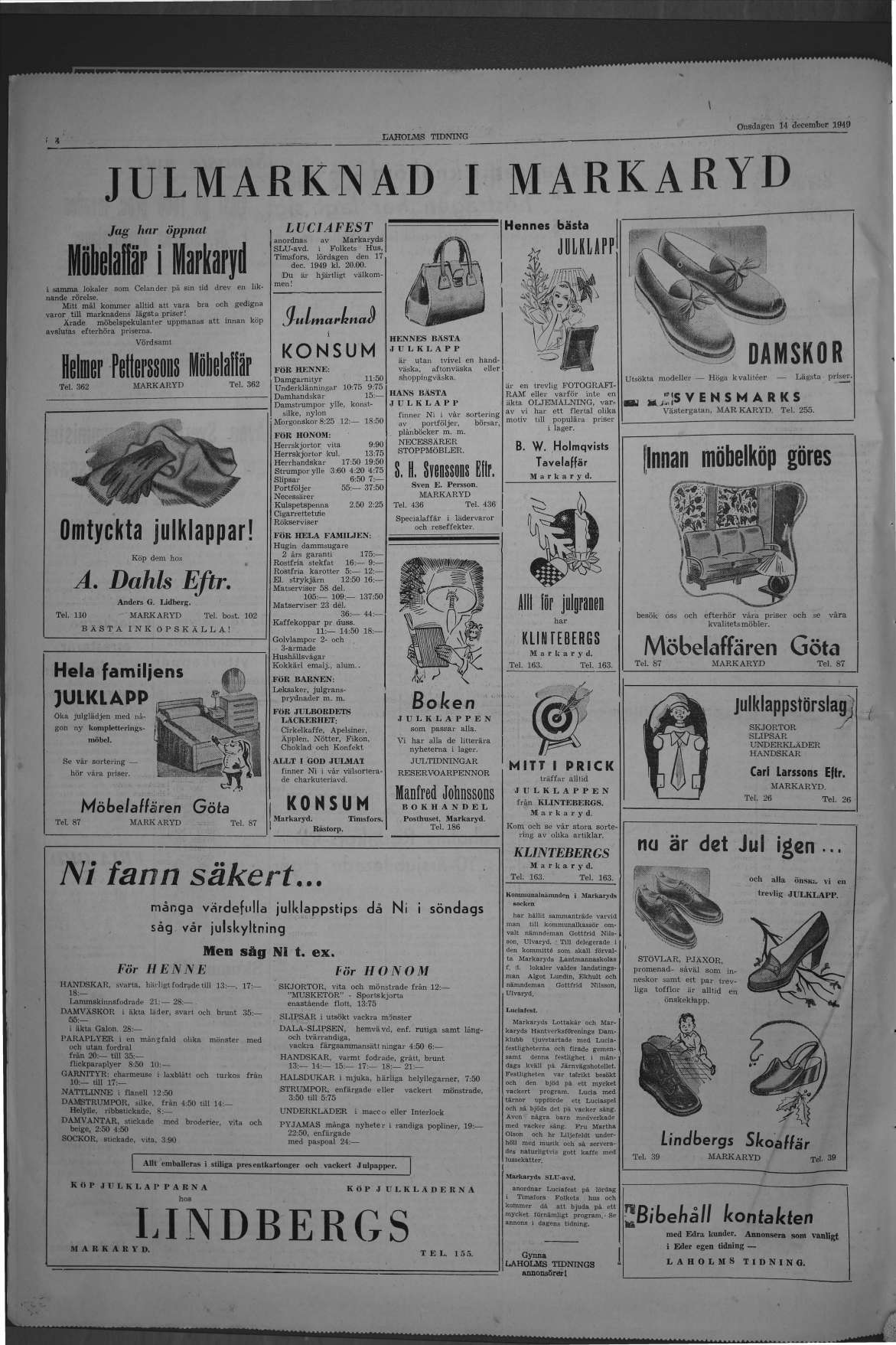 Laholms Tidning Onsdag 14 december 1949, sida 4