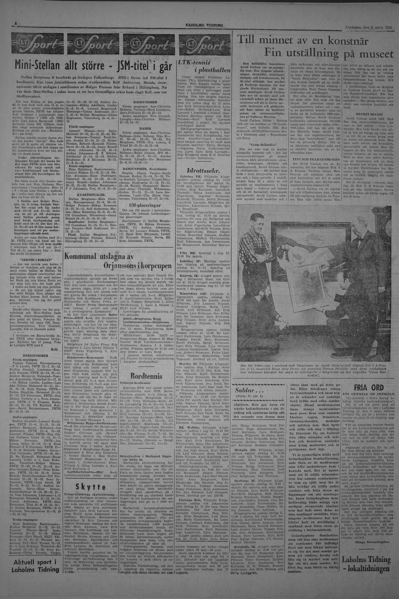 Laholms Tidning Lördag 9 mars 1968, sida 6