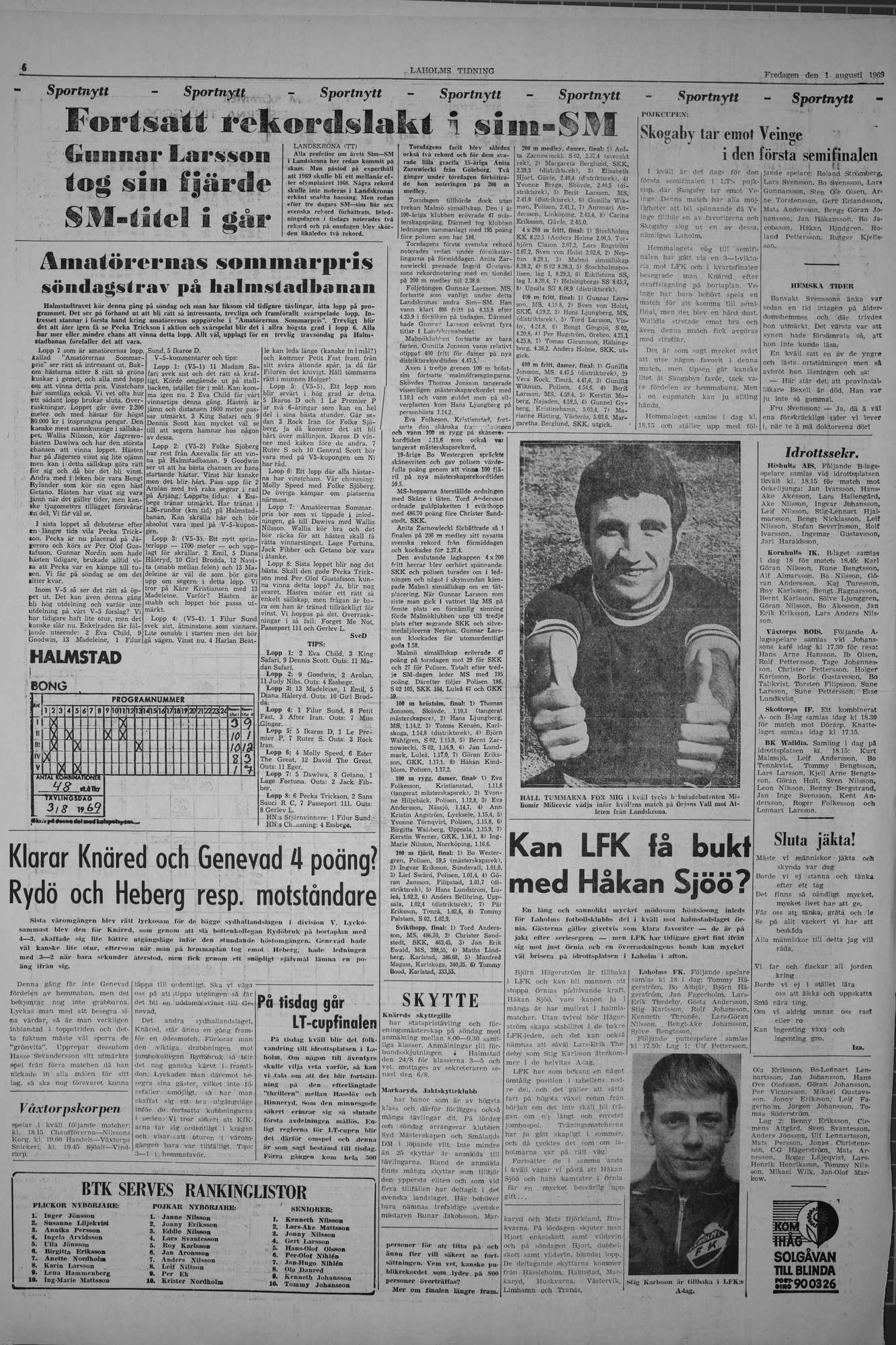 Laholms Tidning Fredag 1 augusti 1969, sida 6