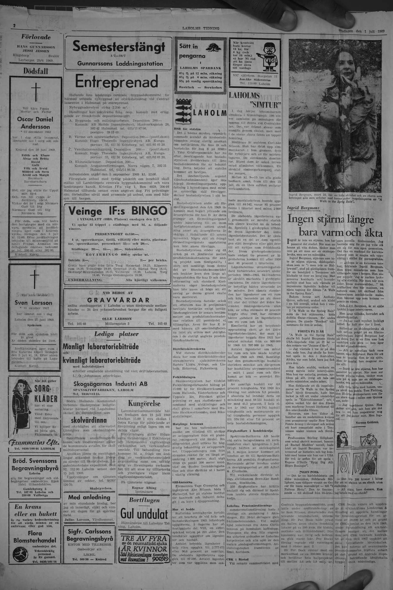Laholms Tidning Tisdag 1 juli 1969, sida 2