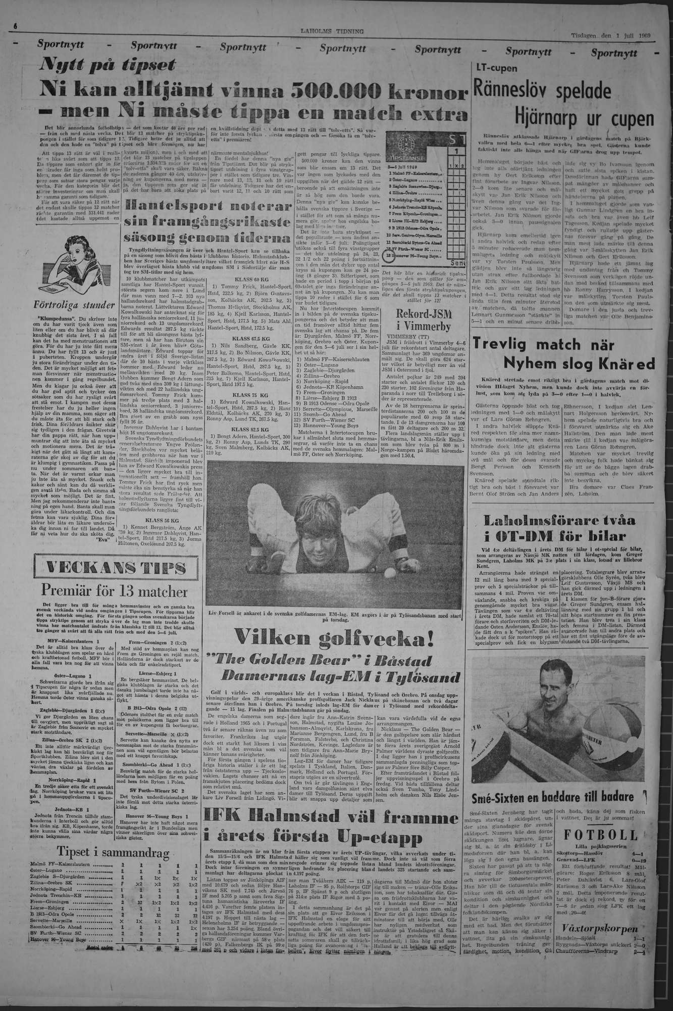 Laholms Tidning Tisdag 1 juli 1969, sida 6