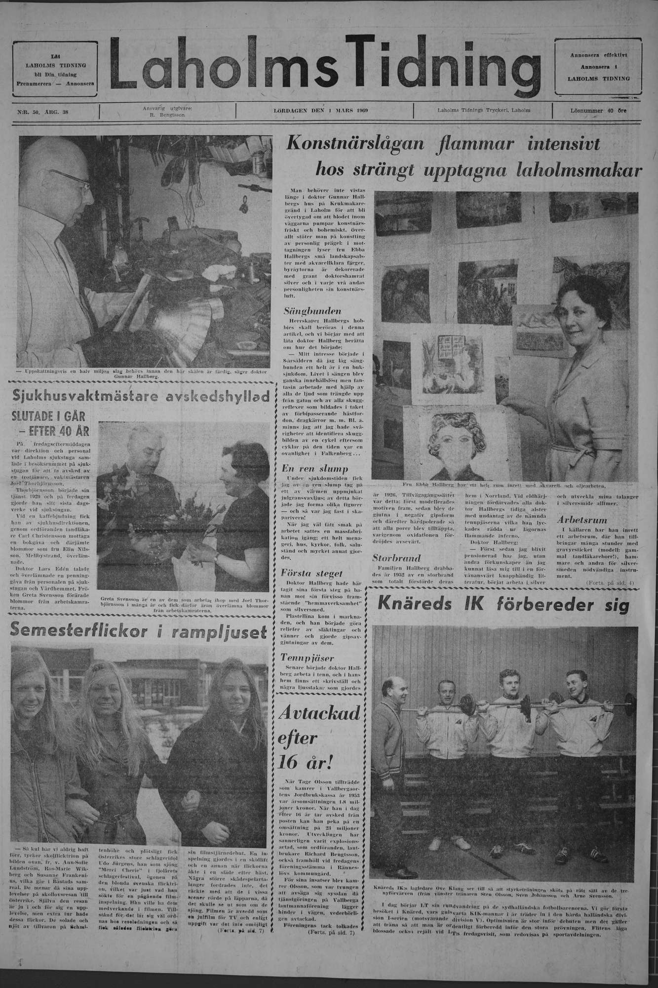 Laholms Tidning Lördag 1 mars 1969, sida 1