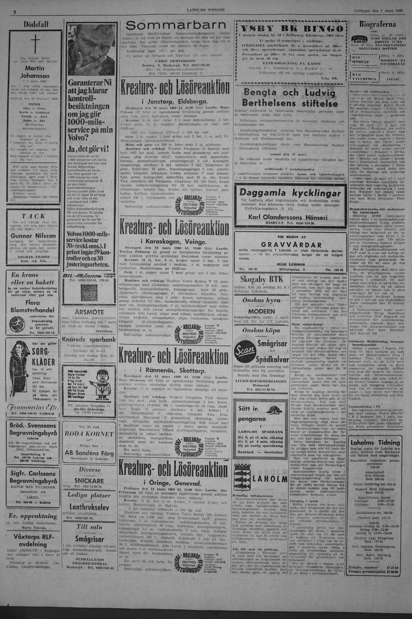 Laholms Tidning Lördag 1 mars 1969, sida 2