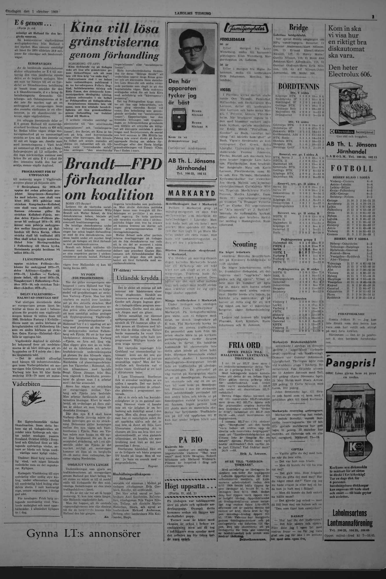 Laholms Tidning Onsdag 1 oktober 1969, sida 3