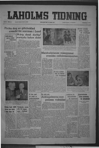 Förstasidan, Tisdag 15 mars 1949