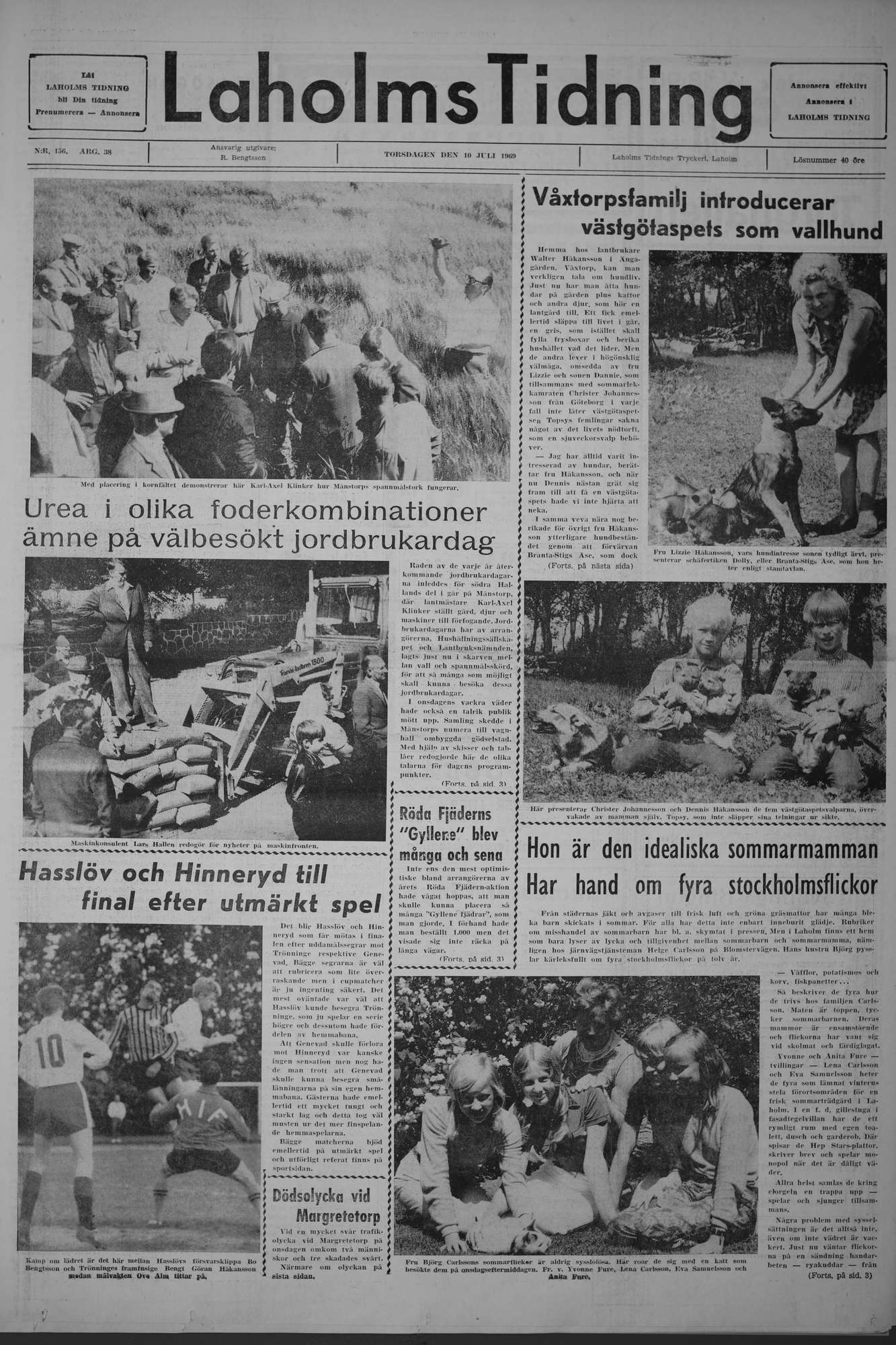 Laholms Tidning Torsdag 10 juli 1969, sida 1