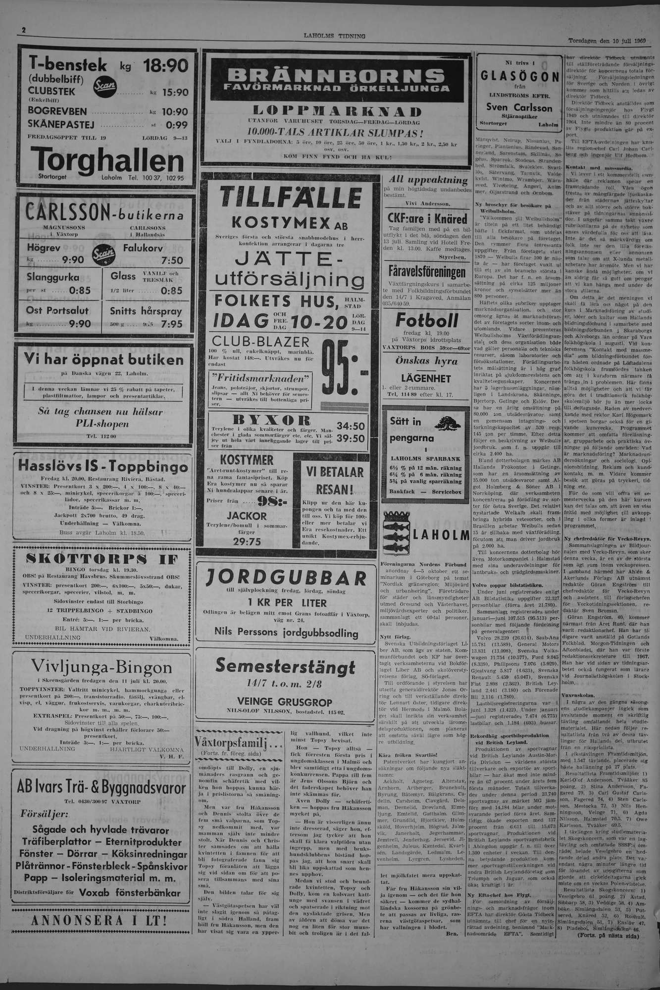 Laholms Tidning Torsdag 10 juli 1969, sida 2