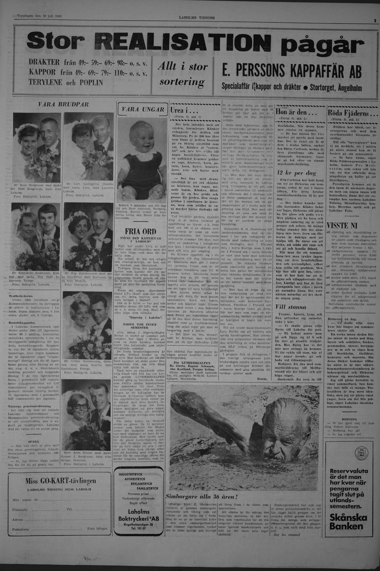Laholms Tidning Torsdag 10 juli 1969, sida 3