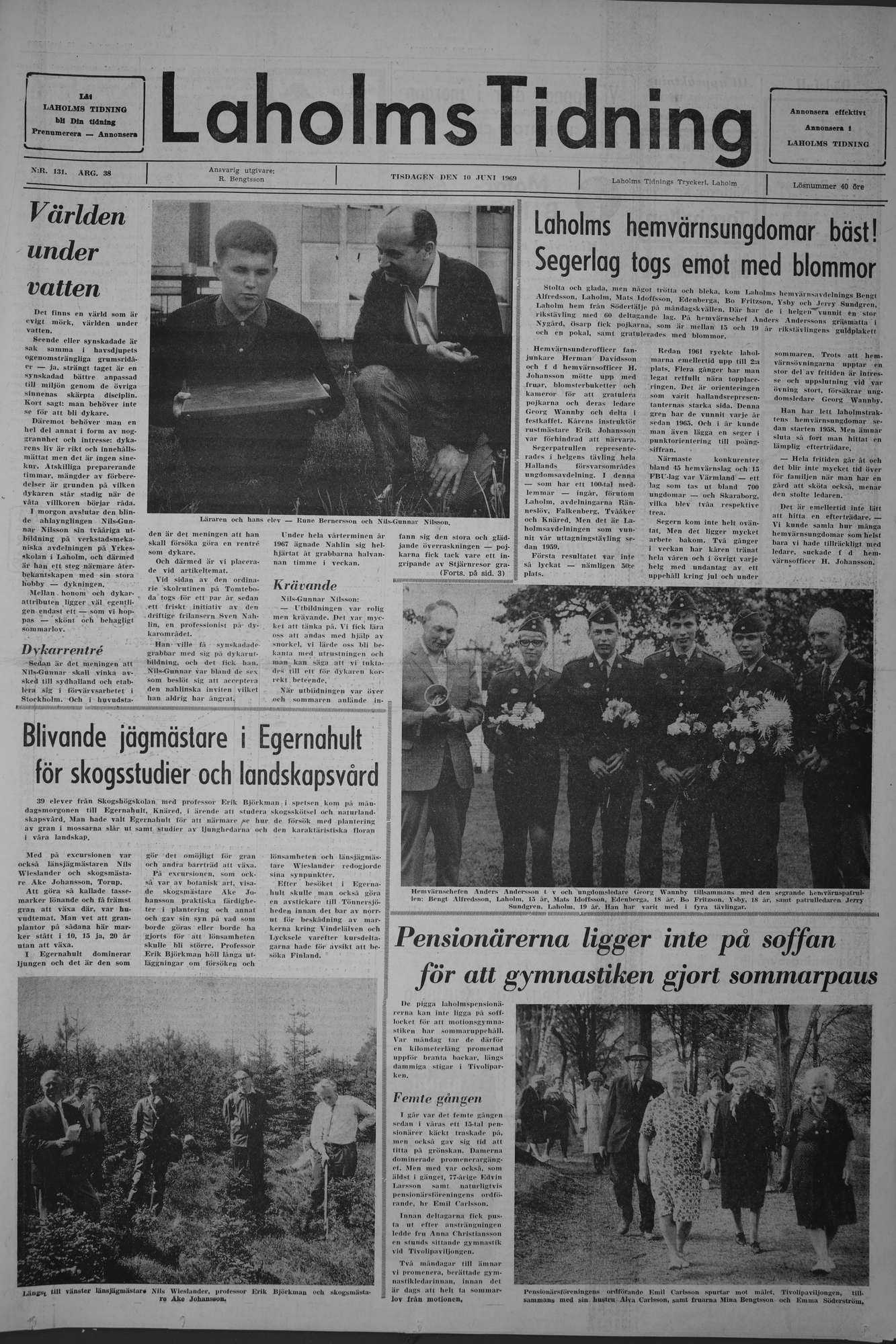 Laholms Tidning Tisdag 10 juni 1969, sida 1