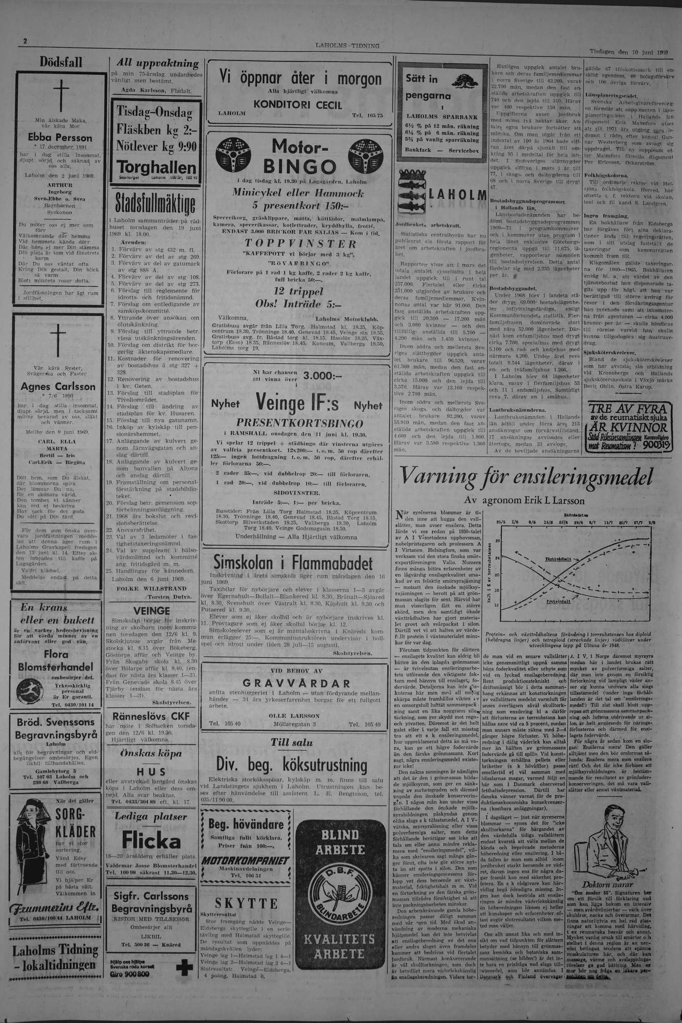 Laholms Tidning Tisdag 10 juni 1969, sida 2