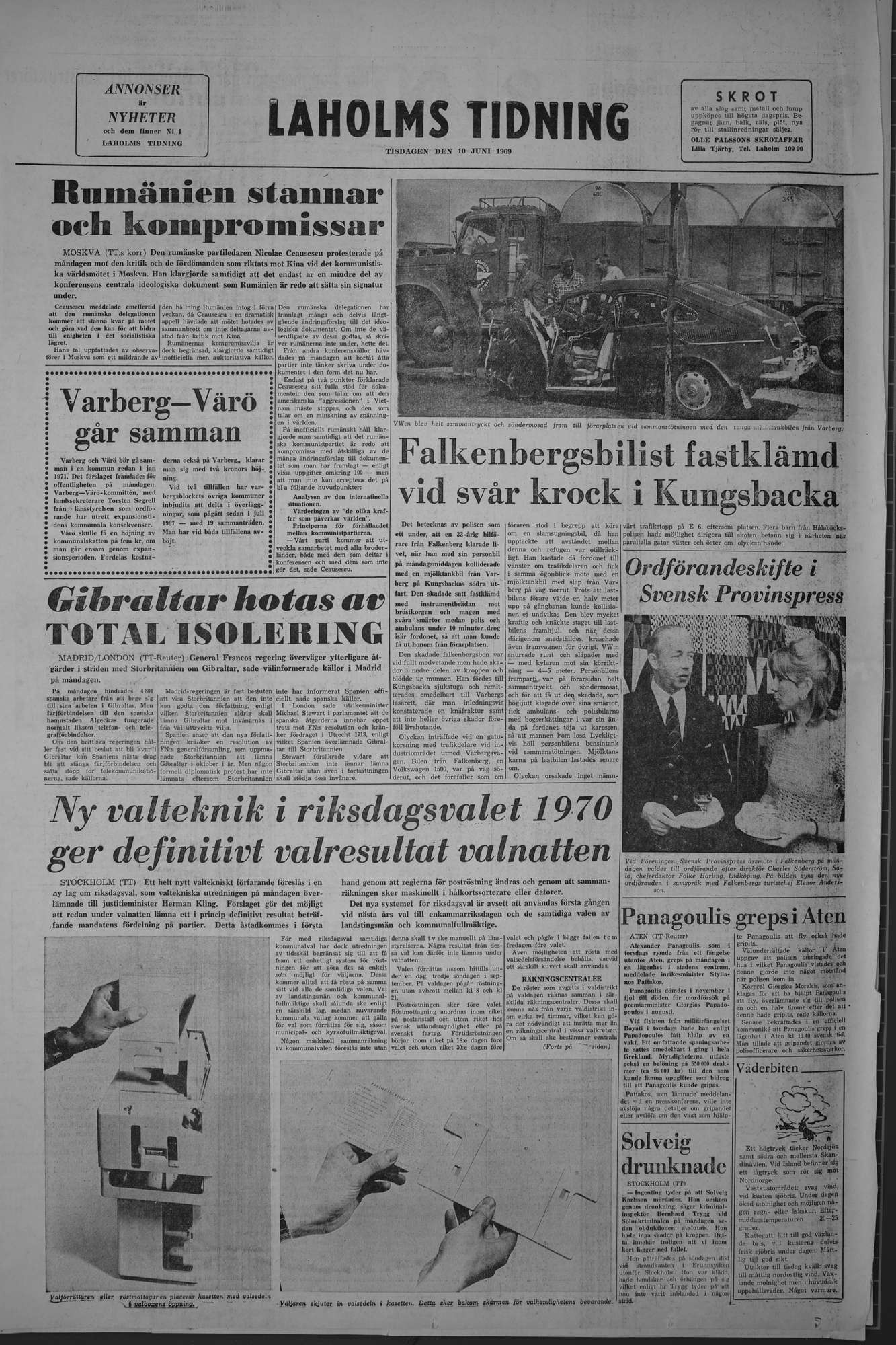 Laholms Tidning Tisdag 10 juni 1969, sida 8