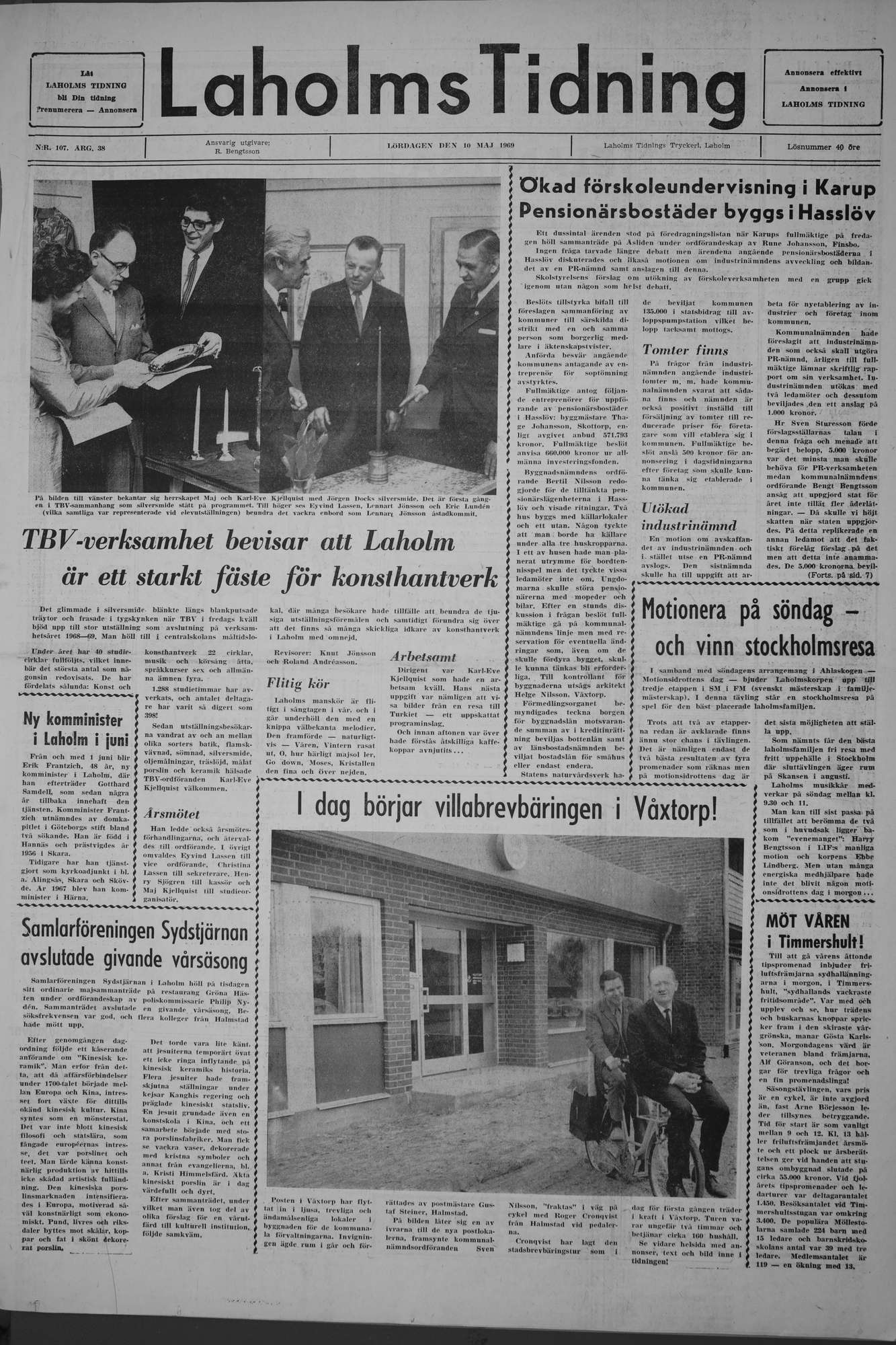Laholms Tidning Lördag 10 maj 1969, sida 1