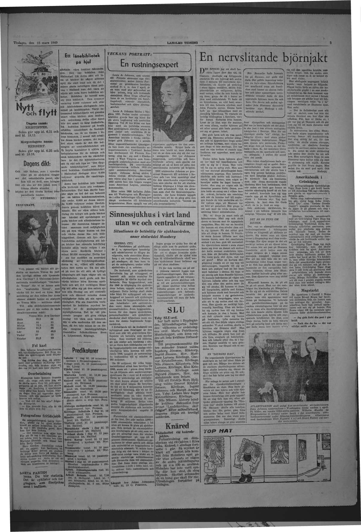 Laholms Tidning Tisdag 15 mars 1949, sida 5