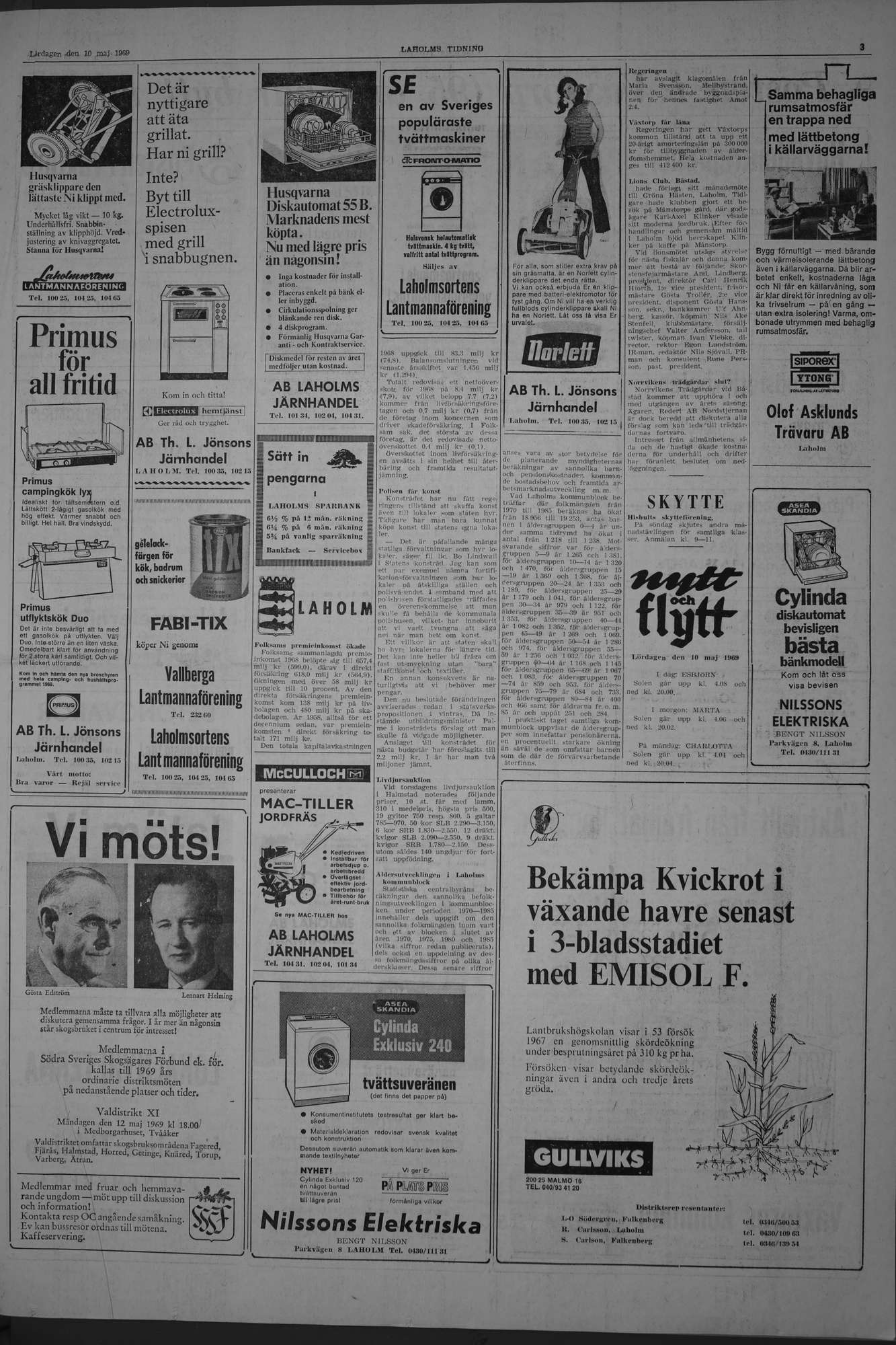 Laholms Tidning Lördag 10 maj 1969, sida 3